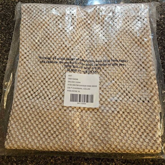 New Anthropologie Pilcro Chainmail Pale Pink Column Mesh Skirt - Picture 7 of 7